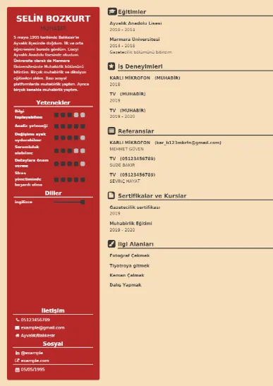 Muhabir örnek cv indir